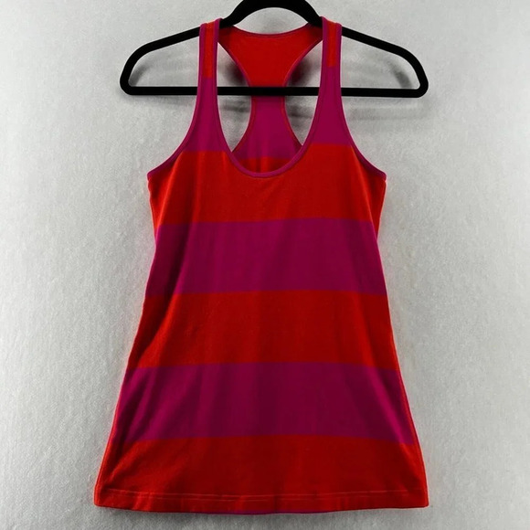 Lululemon Tank Top Womens Sz 6 Cool Racerback Striped Sleeveless Orange Purple - Picture 1 of 8